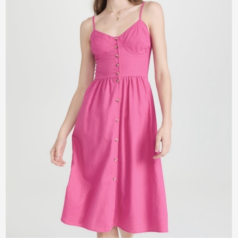 ROLLA'S Vibrant Pink Midi Dress